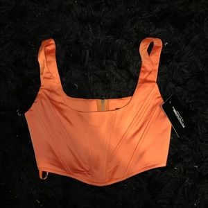 PLT Orange Satin Curved Hem Corset